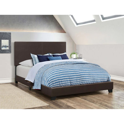 Cadre de lit double rembourré brun avec similicuir et sommier tapissier requis pour une chambre à coucher élégante