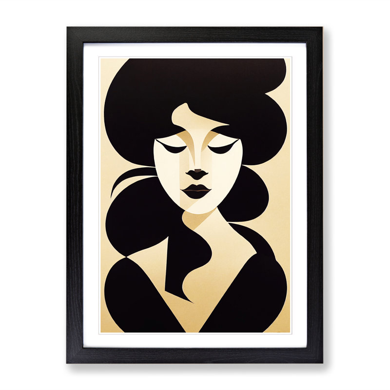 Deco Woman Silhouette Vol.1 - Framed Print, 64cm H x 46cm W x 2cm D, Oak Framed