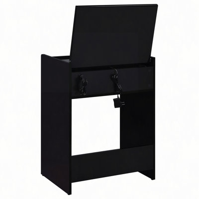 Coiffeuse ayuba laquée brillante à 3 tiroirs avec miroir et tabouret