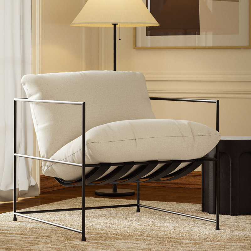 Fauteuil de 28,5 po de largeur Danita, Toile performance blanc délavé