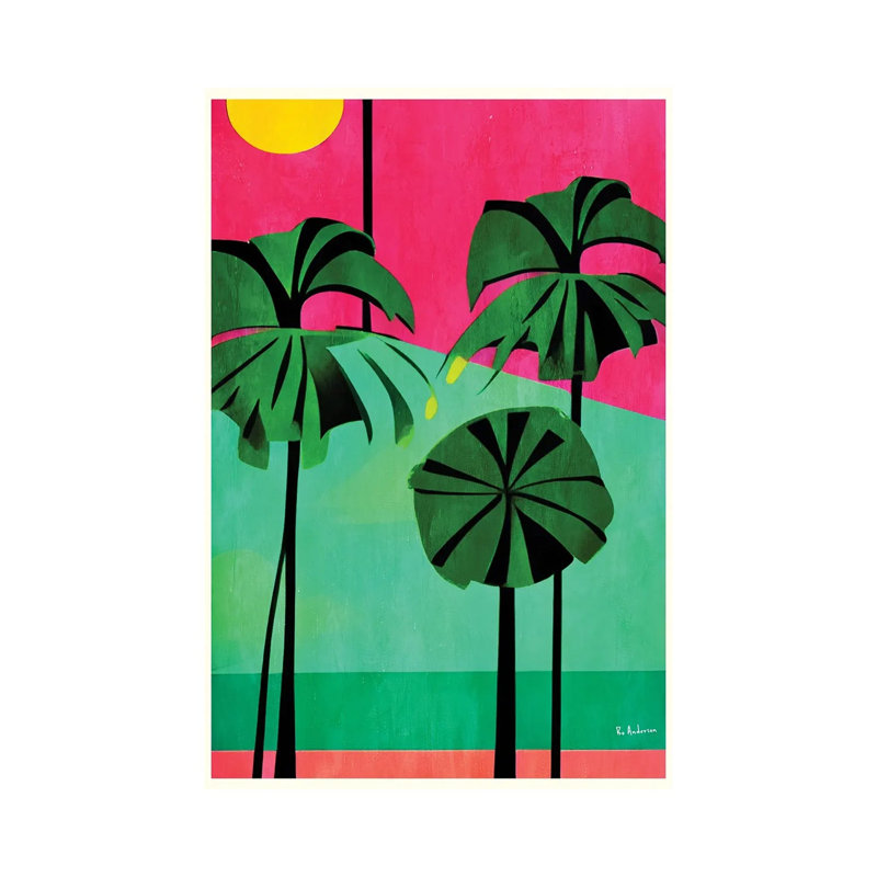 Pink Sky Tropical Palms, 66.04 cm H x 45.72 cm W x 1.905 cm D, Does Not Apply