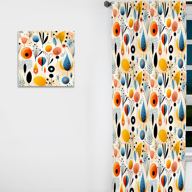 Jeu de jeu avec motif géométrique coloré I - Rideau obscurcissant géométrique abstrait - 1 panneau, L 52 po x L 63 po