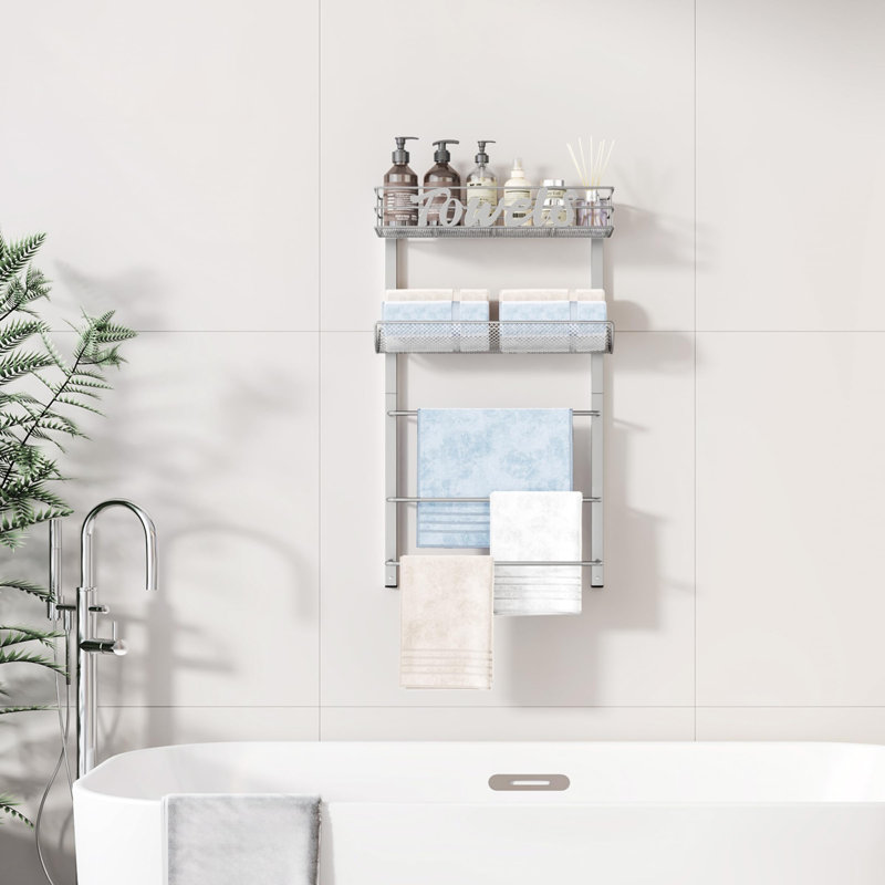 Over-the-Door Towel Rack, Silver