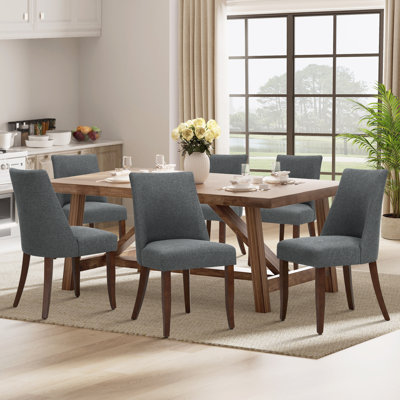 19" Seat Height Parsons Upholstered Dining Chair, Solid Wood Legs, High Back Fabric Dining Side Chairs, Easy Assembly