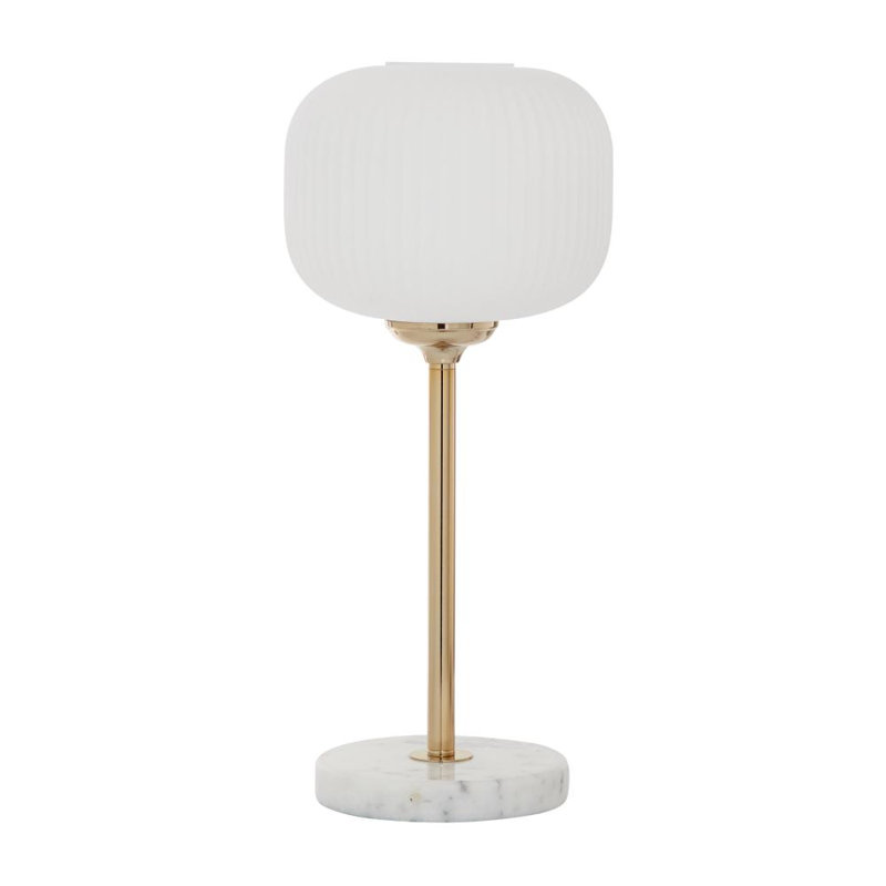 Metal White Table Lamp with Round Ribbed Shade