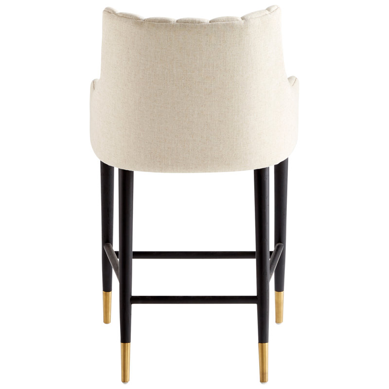Tesoro Upholstered Bar Stool with Solid Wood Frame, Rayon-Cream