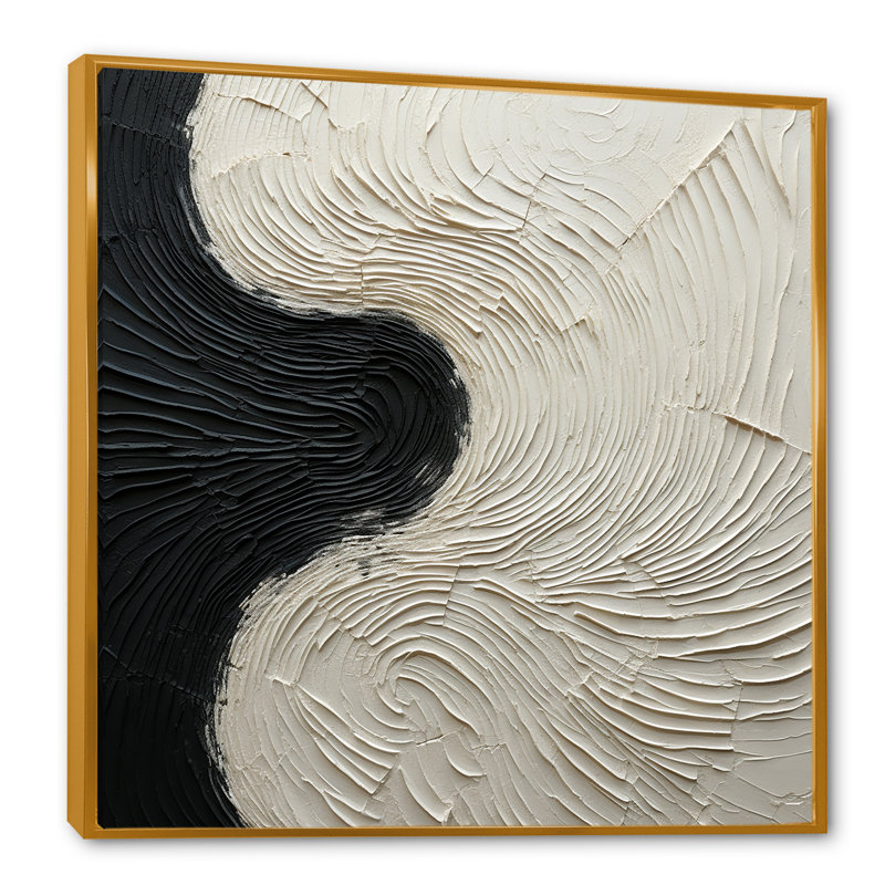 Minimalisme noir et blanc, réunion d'art - Abstrait, reproduction d'art mural, Cadre flottant doré