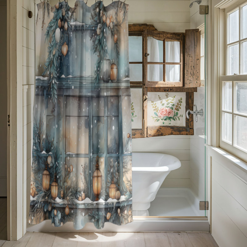 Festive Affiche - Rideau de douche Premium, H 74 po x l 71 po