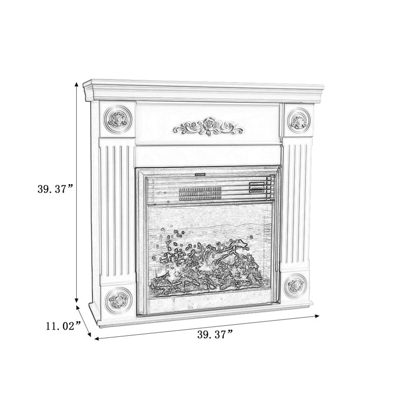 White Solid Wood Freestanding Fireplace
