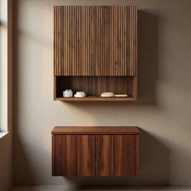Armoire de salle de bain 25,98 "à rayures murale avec portes, tablette et compartiment de rangement ouvert au-dessus de la toilette