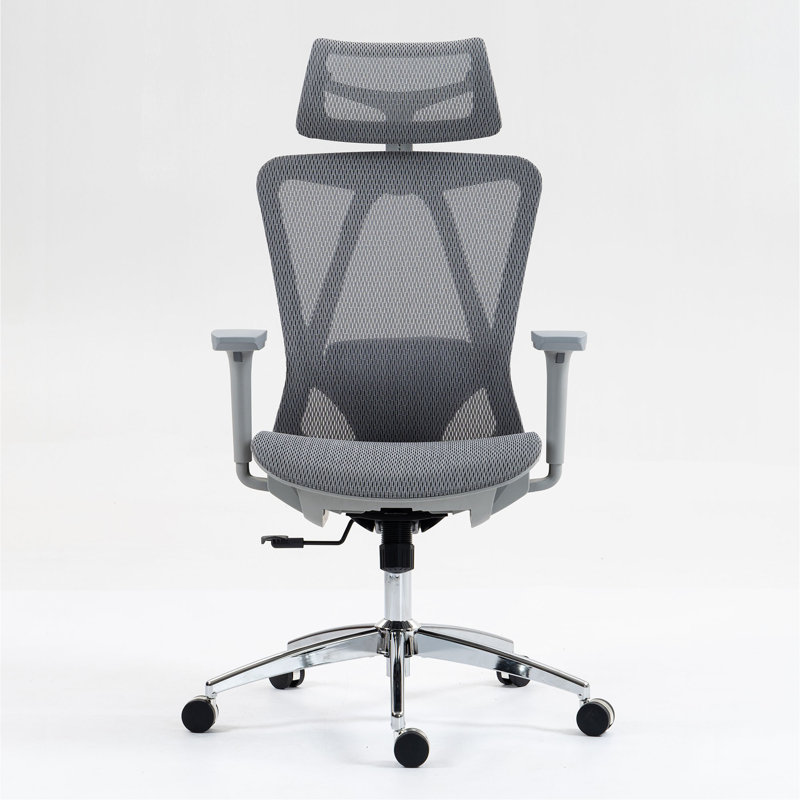 Chaise de bureau en filet à haut dossier, Gris, Argent