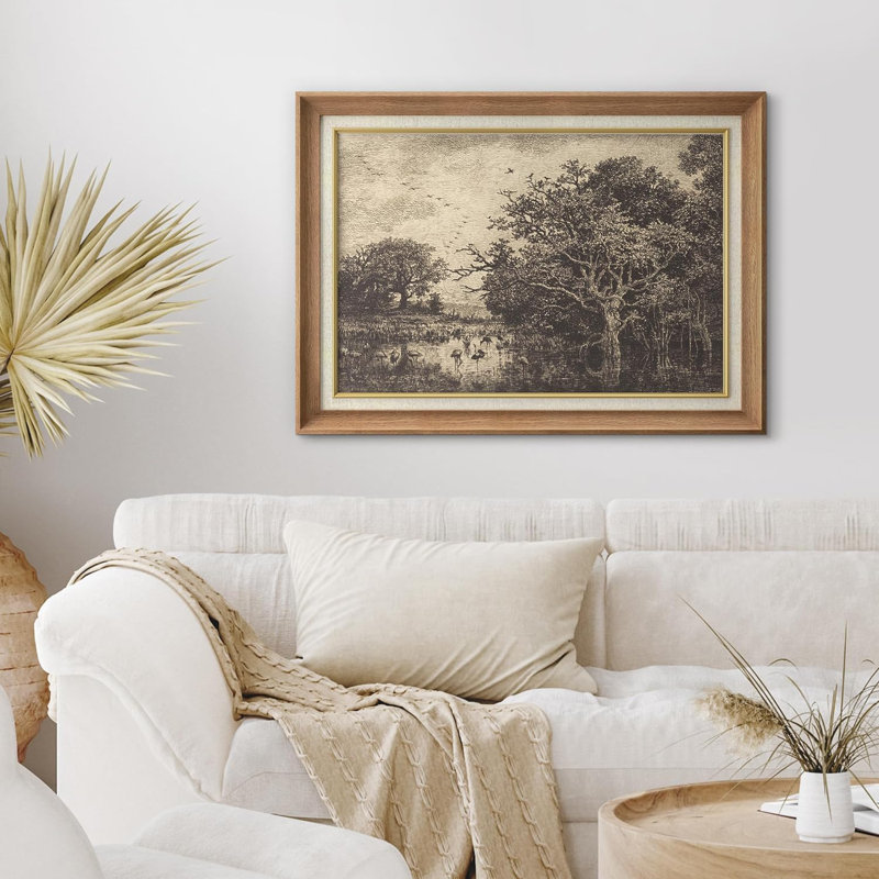 Oie - peinture sur toile encadrée, Naturel