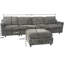 Siège profond surdimensionné avec méridienne - en forme de L noir pour le salon ergonomique, mousse, tissu de velours court, dossier modulaire réversible sans assemblage confortable, conception ergonomique, lin