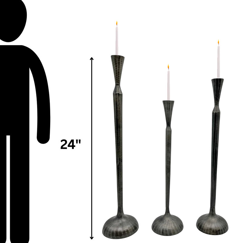 Cathyleen Tall Brass Floor Candle Holders – Set 