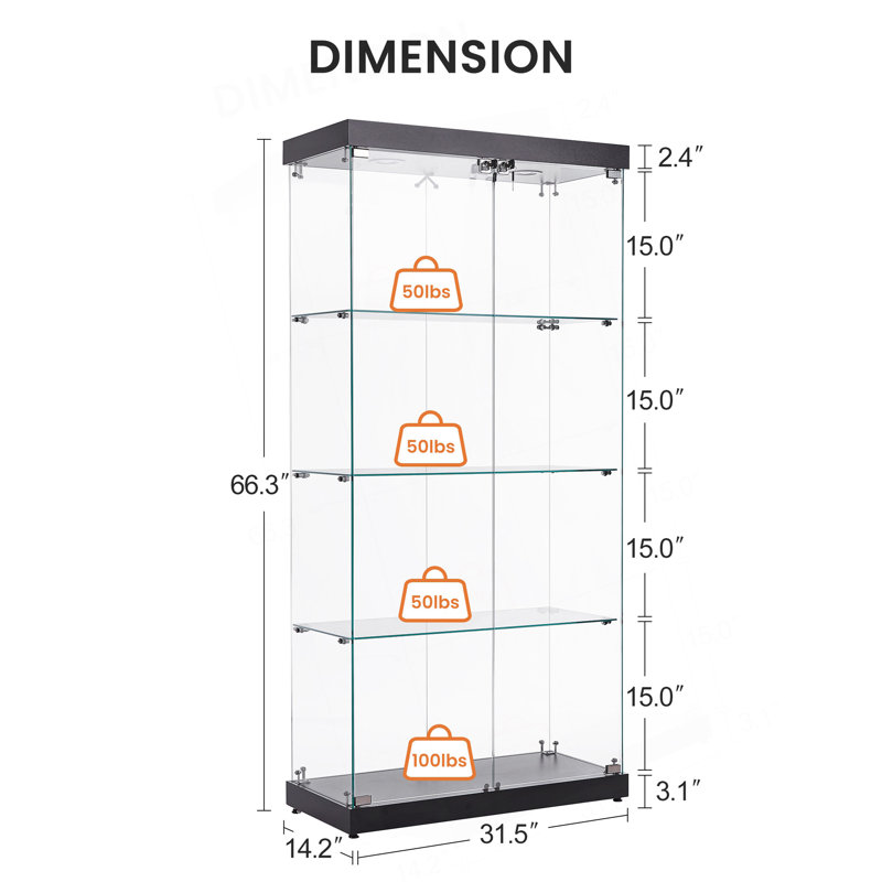 Stylish Glass Display Cabinet With Multiple Features For Versatile Use And Enhanced Display