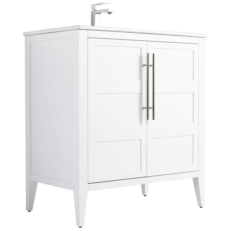 Meuble-lavabo à rallonge Winston Porter, Blanc
