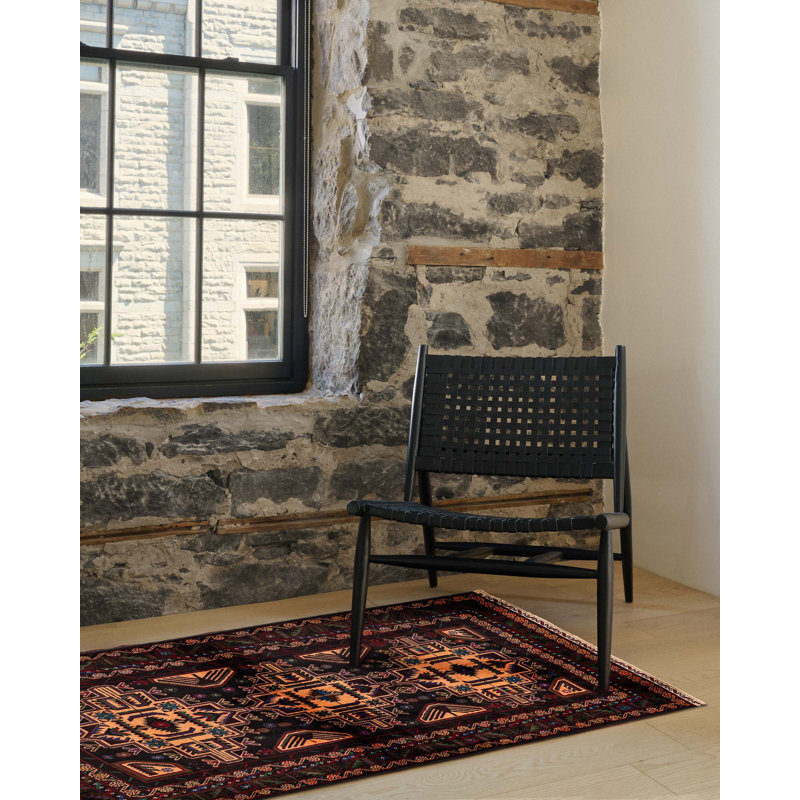 Teimani Black, Red Rug 3'11" x 6'7"