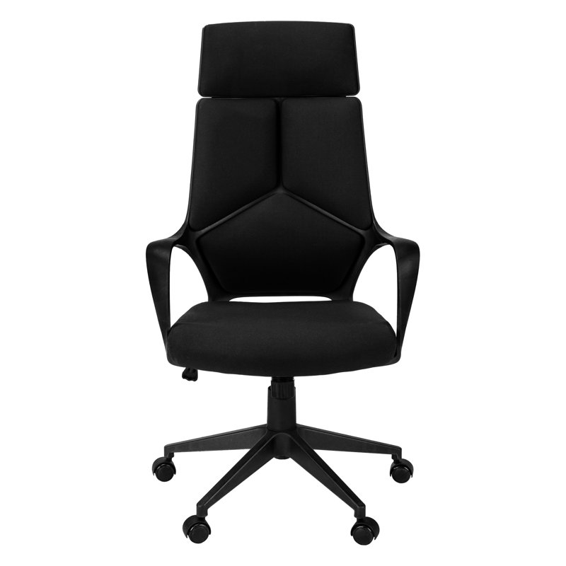 Fauteuil de bureau ergonomique pivotant à hauteur réglable, tissu noir, pivotant à hauteur de meuble de travail moderne, confortable pour le bureau