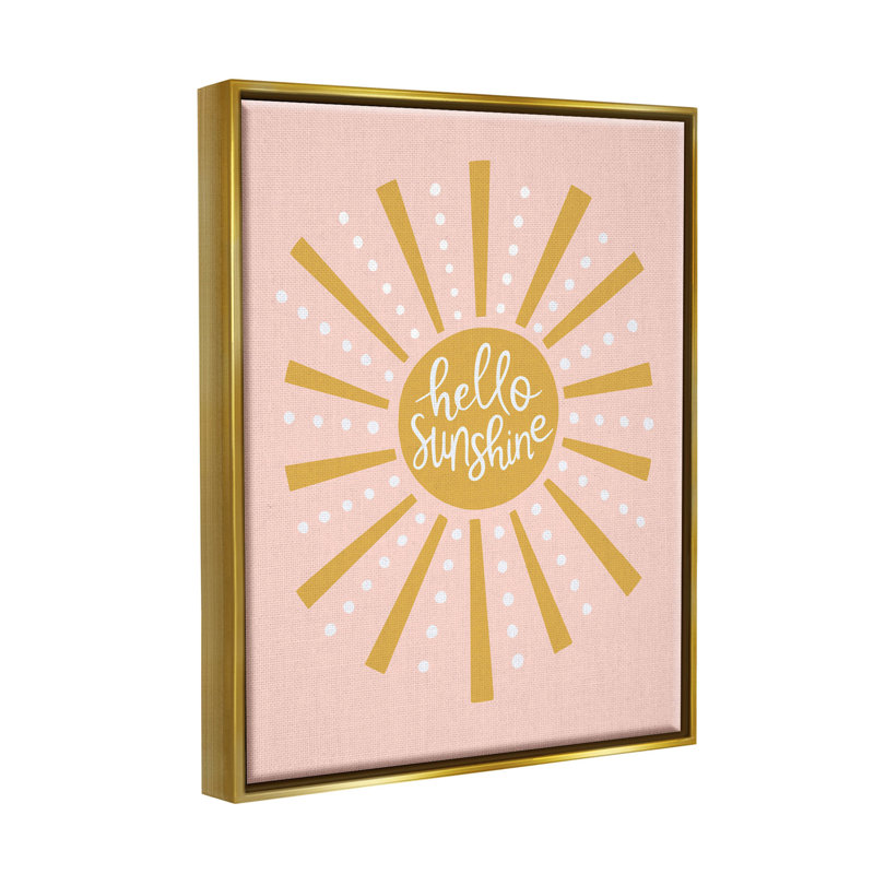 «Hello Sunshine Sun Rays» par Nina Seven - impression sur bois, H 21 po x l 17 po x P 1,7 po, Cadre flottant métallique doré
