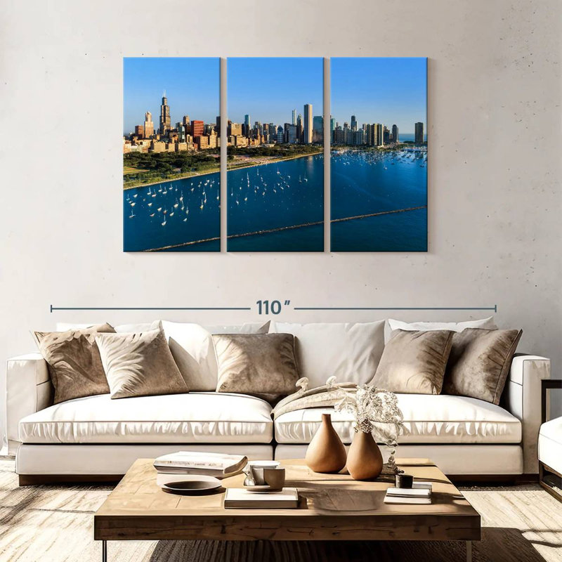 Rorry Monroe Harbor Aerial, 48" H x 74" W