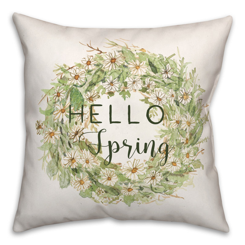 Hello Spring Daisy Throw Pillow