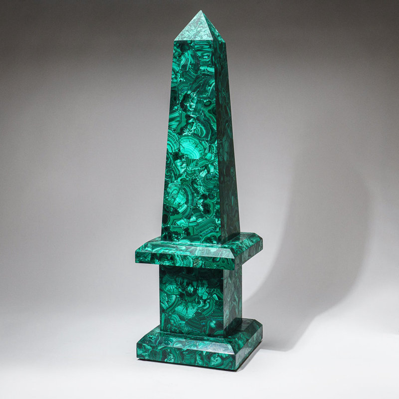 Large Genuine Polished Malachite Obelisk (16.5 Lbs), Green/Black