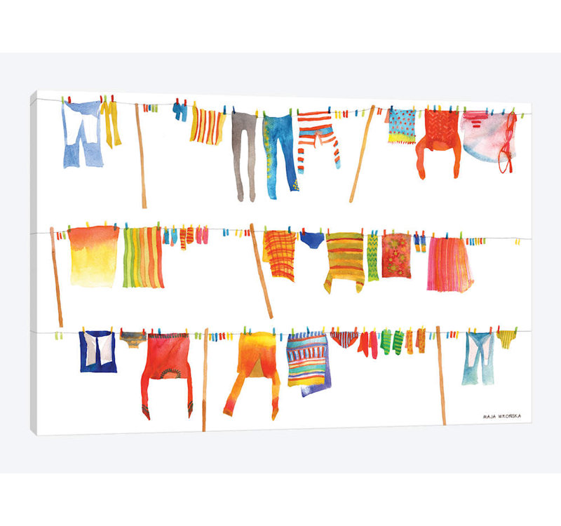 «Laundry» par Maja Wronska, impression sur toile, H 12 po x l 18 po x P 1,5 po, Toile tendue