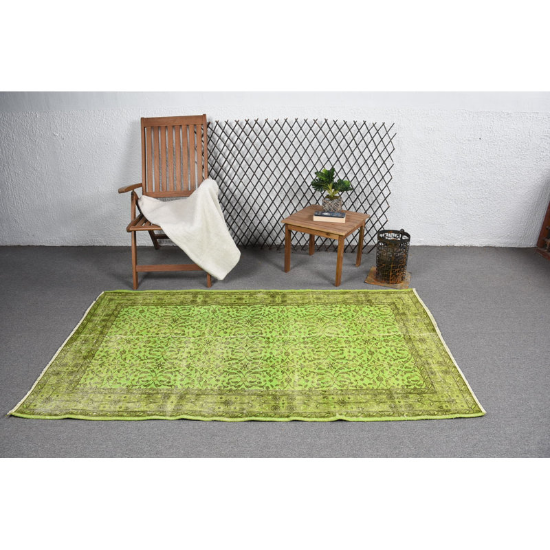 Tapis Boho, tapis Oushak, tapis rétro, tapis turc, tapis vert froid, tapis 3,9 x 6,7 pi