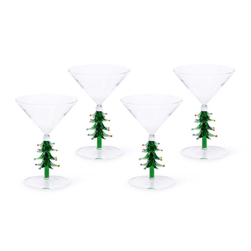 Verres à martini Leihlani - verres à pied des Fêtes, ensemble de 4, Vert