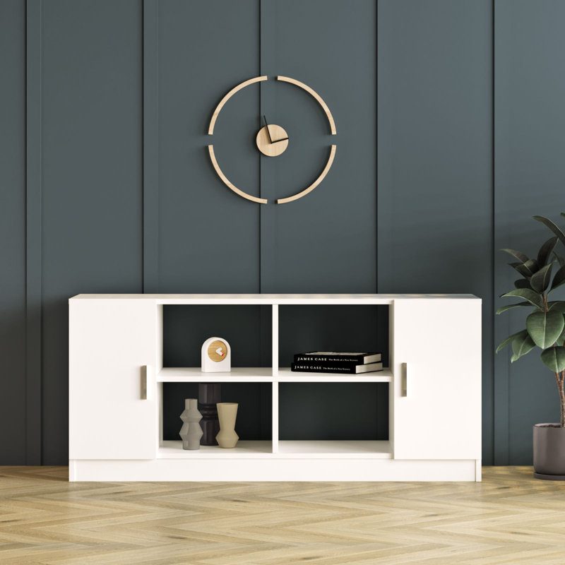 Modern Office Furniture Set (5 Pieces), White, Includes Study Desk (55.1 x 28.7 x 23.6 in), Coffee Table (23.6 x 18.1 x 18.1 in), Bookshelf (25.0 x 55.1 x 14.8 in) | 100% Melamine Coated Particle Board, Stylish & Functional Design