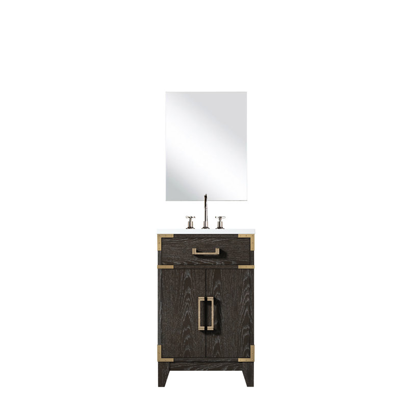 Meuble-lavabo en chêne brun avec dessus en acrylique scellé D Miroir - pièce de comptoir décorative fabriquée à la main