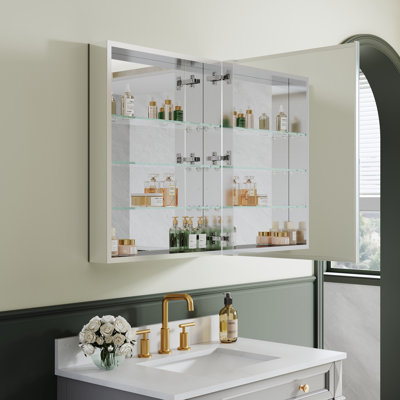 Armoire à pharmacie en aluminium l 24 po x H 30 po avec tablettes réglables et porte battante droite