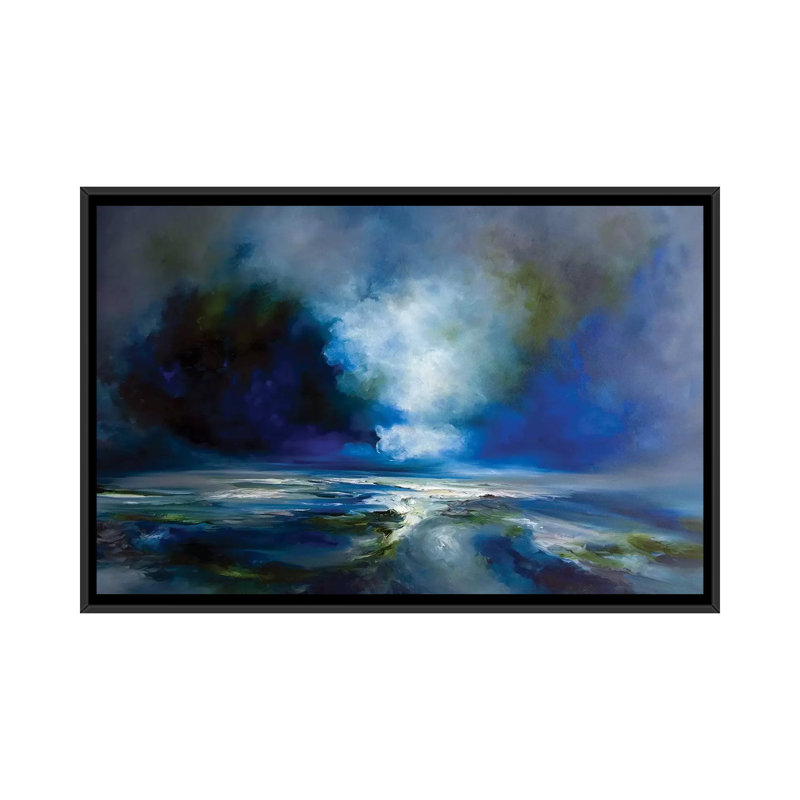 «Blue Sens», reproduction sur toile, H 18 po x l 26 po x P 1,5 po, Toile avec cadre noir, Pas de tapis