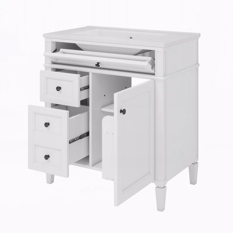 Meuble-lavabo 30 po avec lavabo supérieur, Blanc/Noir