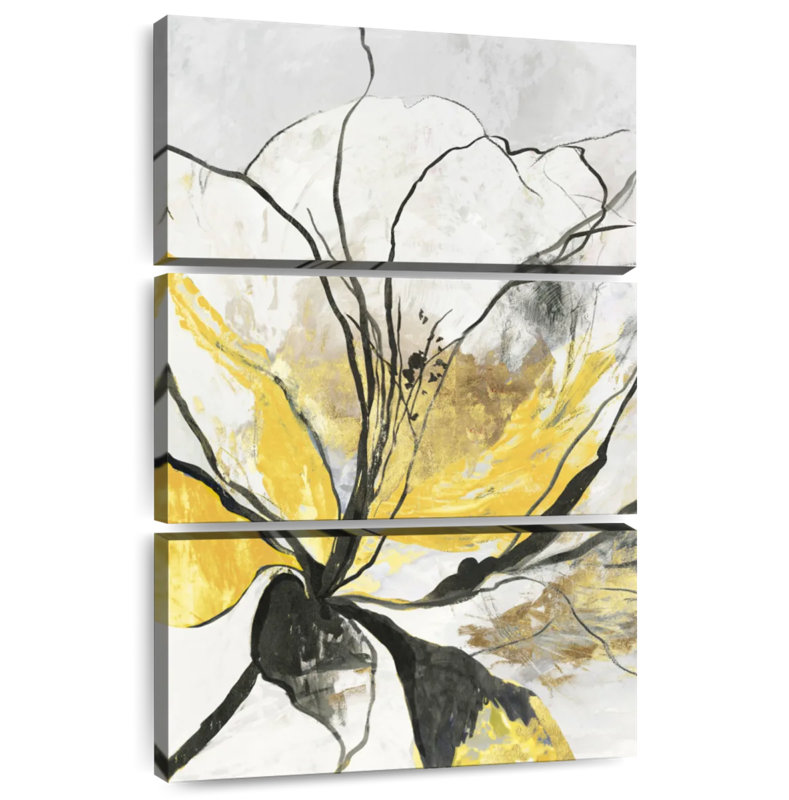 Harnek Outlined Floral I Yellow Version
