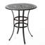 Table de bar traditionnelle en fonte d'aluminium avec plateau en bronze foncé, antirouille, trou de parasol central, motif et couleur élégants de 37,84 po x 41,93 po, support au milieu, l 37 po de largeur et 41,5 po de hauteur