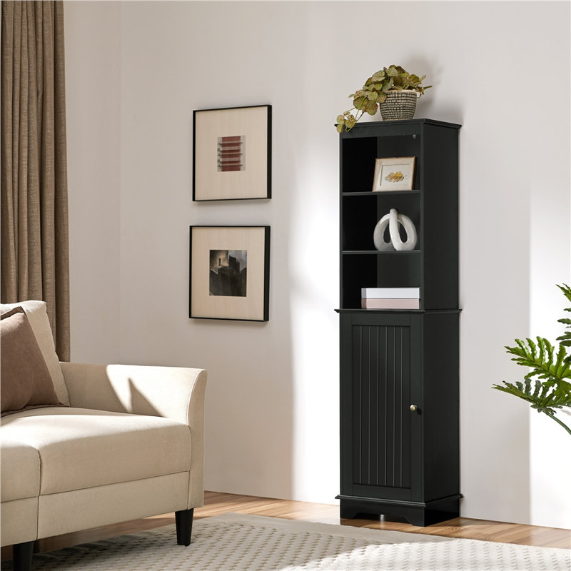 Timmis Freestanding Linen Cabinet, Black