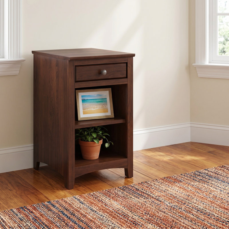 Rangement de bureau en bois massif Malani, Brown Mahogany