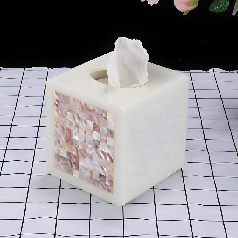 Nordic Minimalist Luxury Square Shell Tissue Box Holder Waterproof For Bathroom And Kitchen