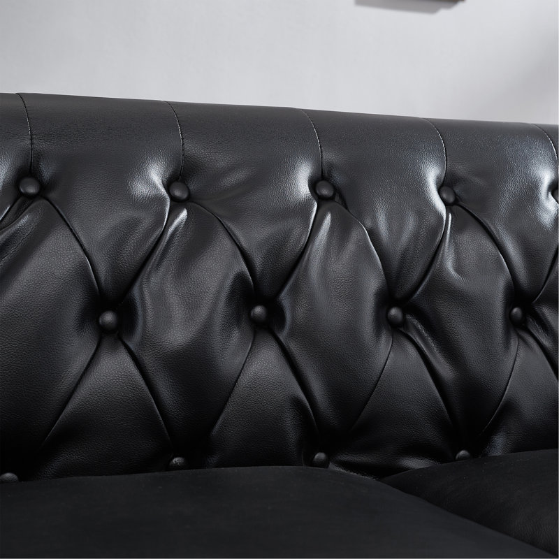 Canapé Chesterfield de salon, canapé rembourré de style classique avec rangement, canapé confortable, Noir