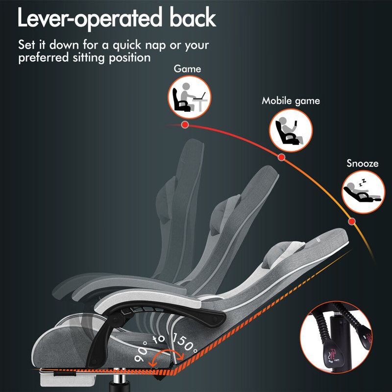 PC & Racing Game Chair, Dark Grey/Light Grey