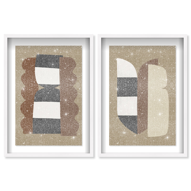 Puzzle Catcher Set Shadowbox Abstract Print by Oliver Gal, Black Frame, 10 x 15, 17.5"H x 25.5"W, White Shadowbox
