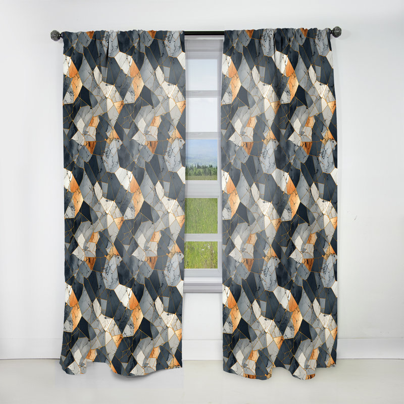 Rideau obscurcissant gris industriel gris Marble Escape - 1 panneaux, L 52 po x L 63 po