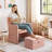 Velvet Barrel Chair Accent Chair with Footrest-111178579