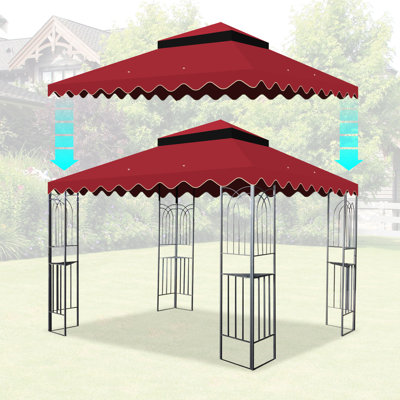Auvent de remplacement pour abri de jardin 10 x 10 pi - rouge. Tissu résistant et hydrofuge. Toile à deux niveaux pour les toits rouges Bloc, résistance. Drain Holes Joy