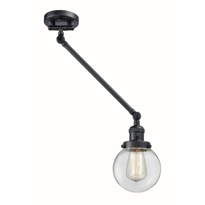 Shauna Swing Arm Sconce, Incandescent, Clear, Matte Black