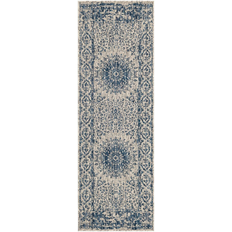 Contemporary Hitchens Area Rug Blue Color, Runner 2' x 6'1"