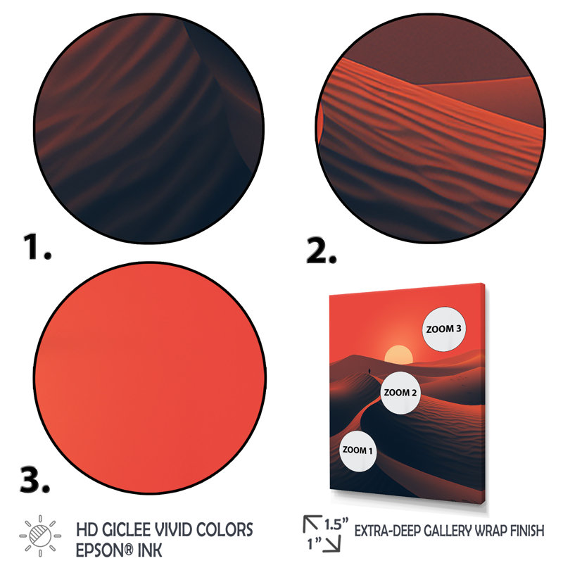 «Alone In The Sahara Desert At Sunset II», Cadre flottant noir, H 60 po x l 28 po x P 1,5 po
