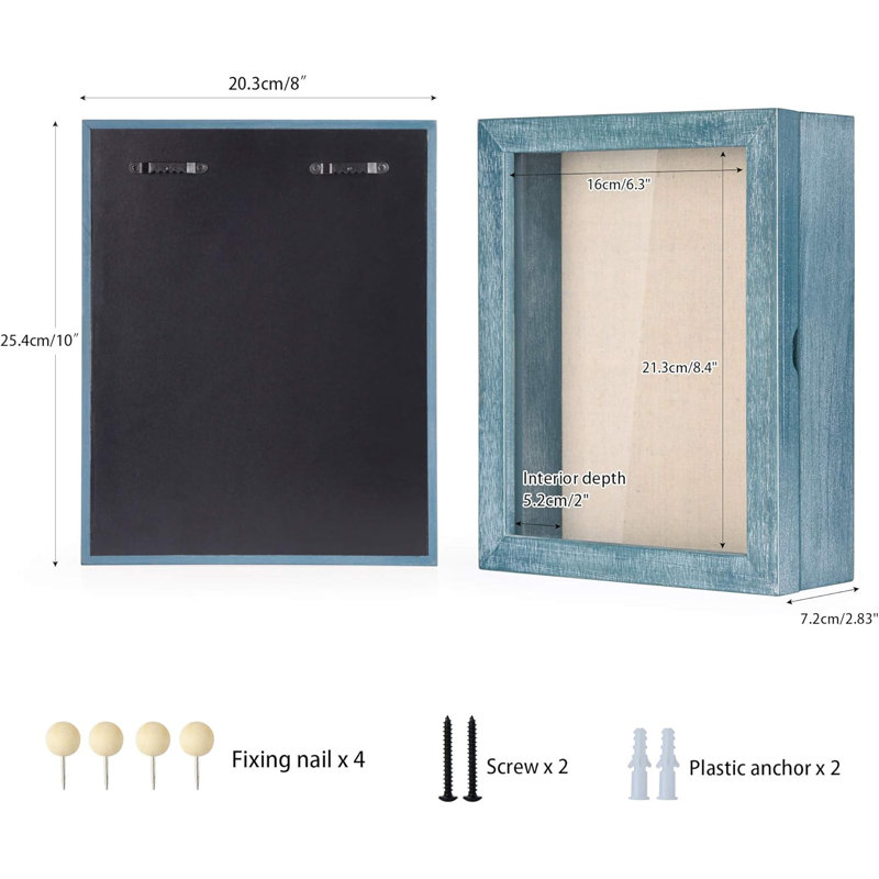 Shadow Box Frame 8X10 Shadow Box Display Case With Linen Back Memorabilia Awards Medals Photos Memory Box Gift Rustic Blue