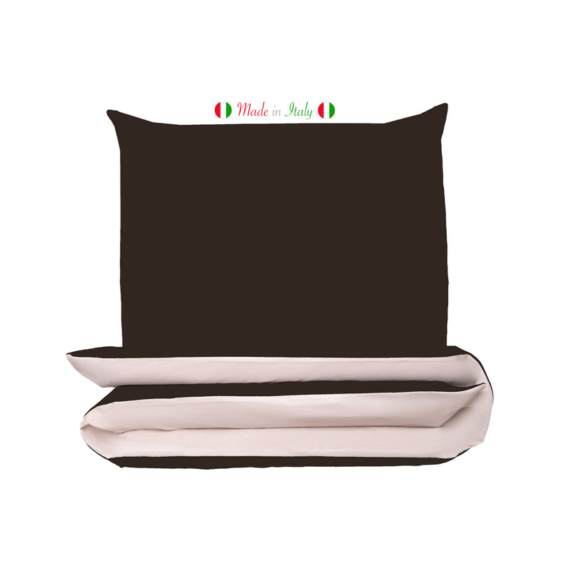 Cotton Solid Colour Duvet Cover Set with Pillowcases, Kingsize - 2 Pillowcases (80 x 80cm), Cocoa/Cream